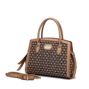 NEW BRANGIO women's italy classic charm floral print satchel bag in black gold